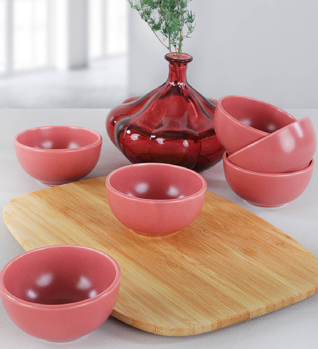 Set coupelles saucières 6 pièces Ronde Jade Céramique Rouge Incarnat