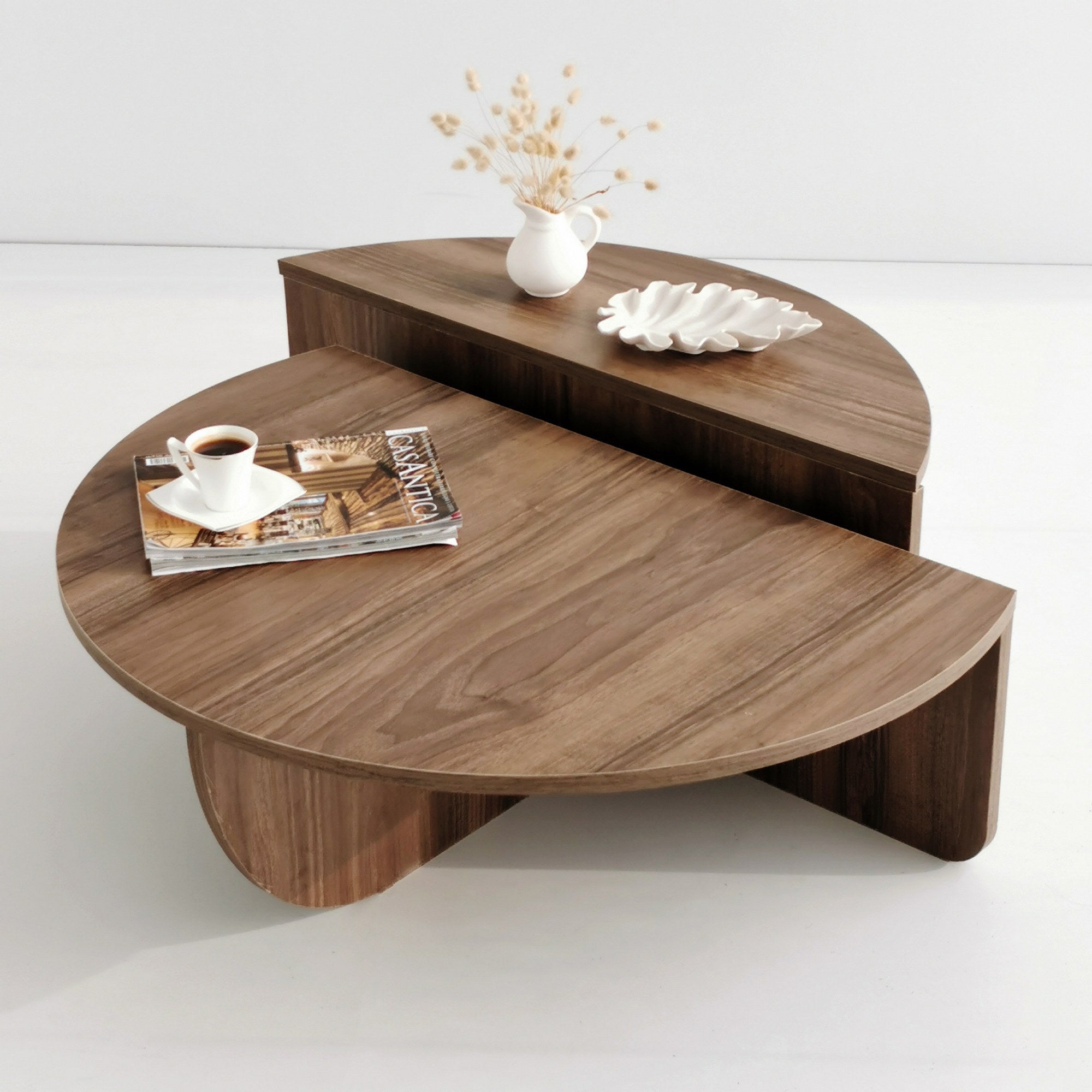 Set de 2 tables basses design Oatglow Bois foncé