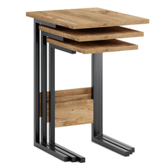 Set de 3 tables d'appoints gigognes Cidis Bois clair et Métal Noir