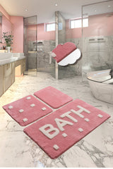 Set de 3 tapis de salle de bain rectangles Artem carrés blancs BATH Acrylique Rose