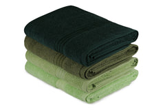 Set de 4 serviettes de bain liteau à 3 lignes brodées Vitta 70x140cm 100% Coton nuance de Vert