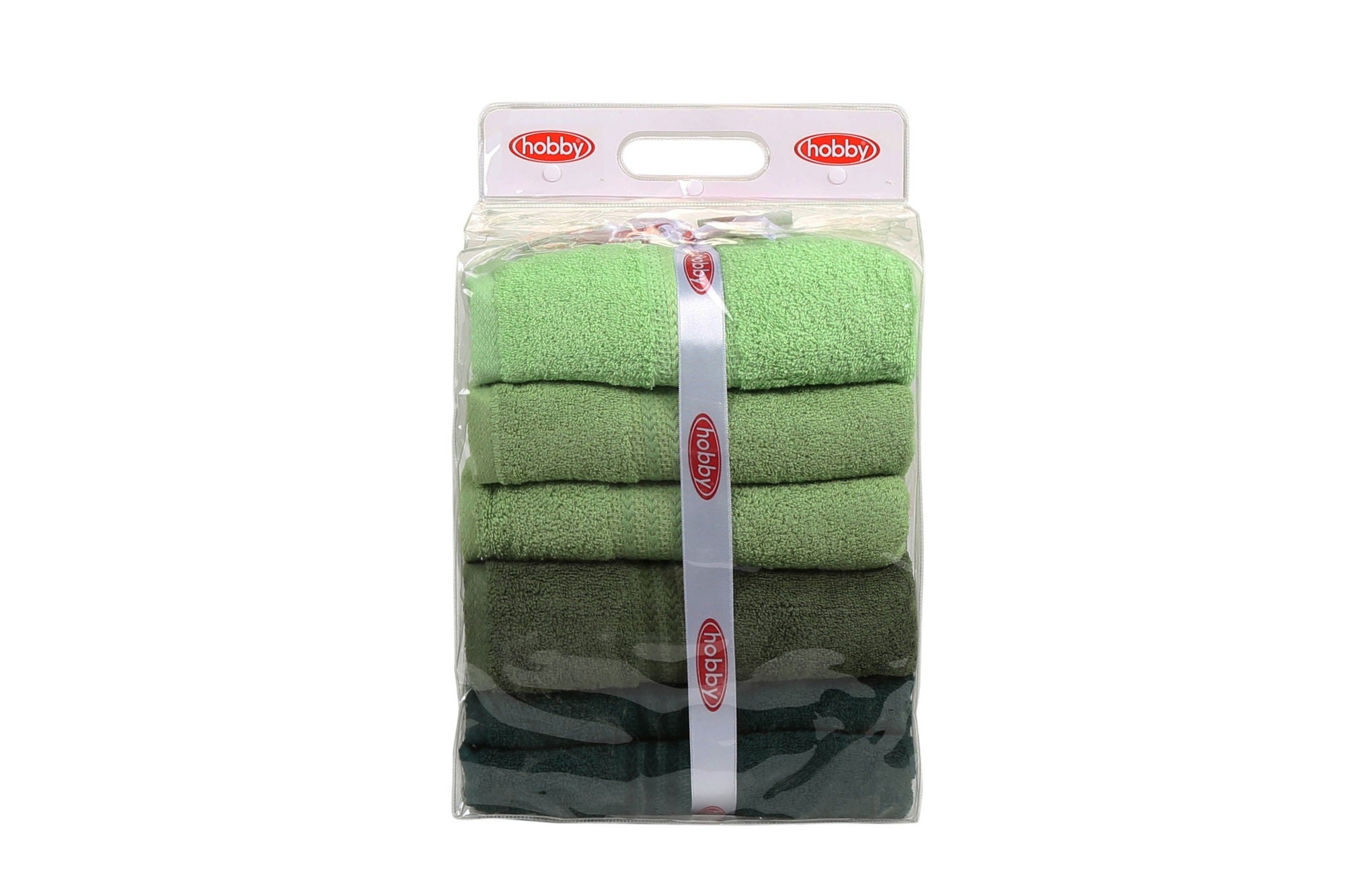 Set de 4 serviettes de bain liteau à 3 lignes brodées Vitta 70x140cm 100% Coton nuance de Vert