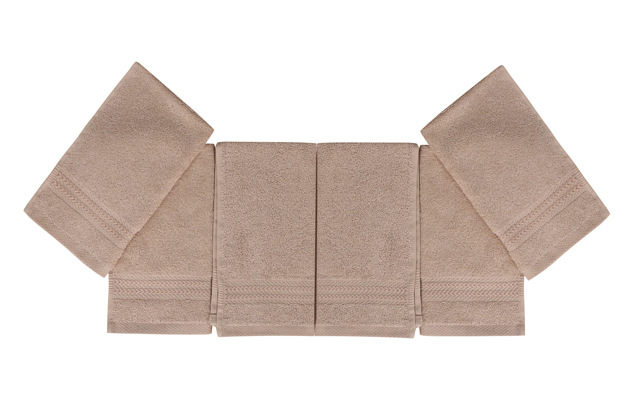 Set de 6 serviettes de toilette liteau à trois lignes brodées Sicco 30 x 50 cm 100% Coton Beige