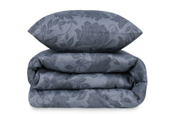 Set de couette 220x260cm et 2 taies d'oreiller 60x60cm Pearl Tissu Motif Fleurs Gris et Anthracite