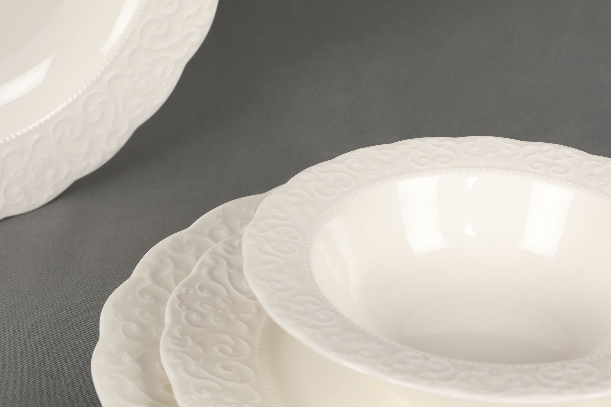 Set vaisselle service dîner 24 pièces Murrina 100% Porcelaine Marbre