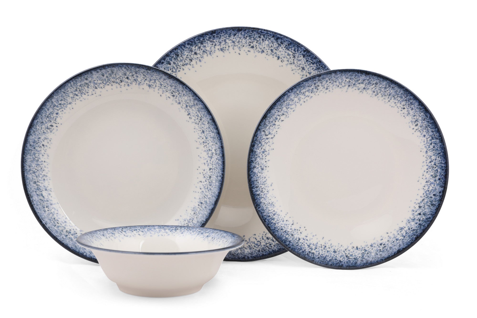 Set vaisselle service dîner 24 pièces Murrina 100% Porcelaine Bleu et Blanc