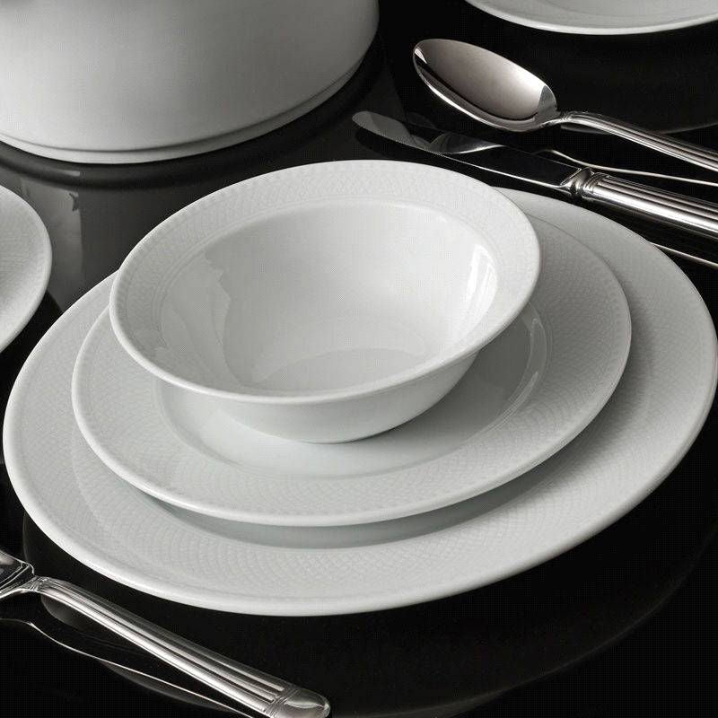 Set vaisselle service dîner 24 pièces Murrina Net Porcelaine Blanc