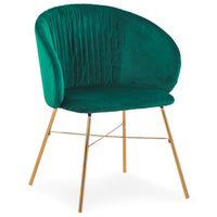 Chaise en velours vert avec pieds en or