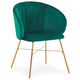 Chaise en velours vert avec pieds en or