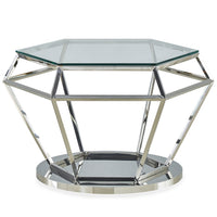 Table basse en verre avec structure argentée