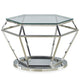 Table basse en verre avec structure argentée