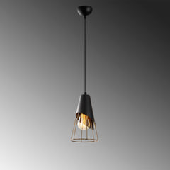 Suspension 1 lampe demi-filaire Bashful Métal Noir et Or