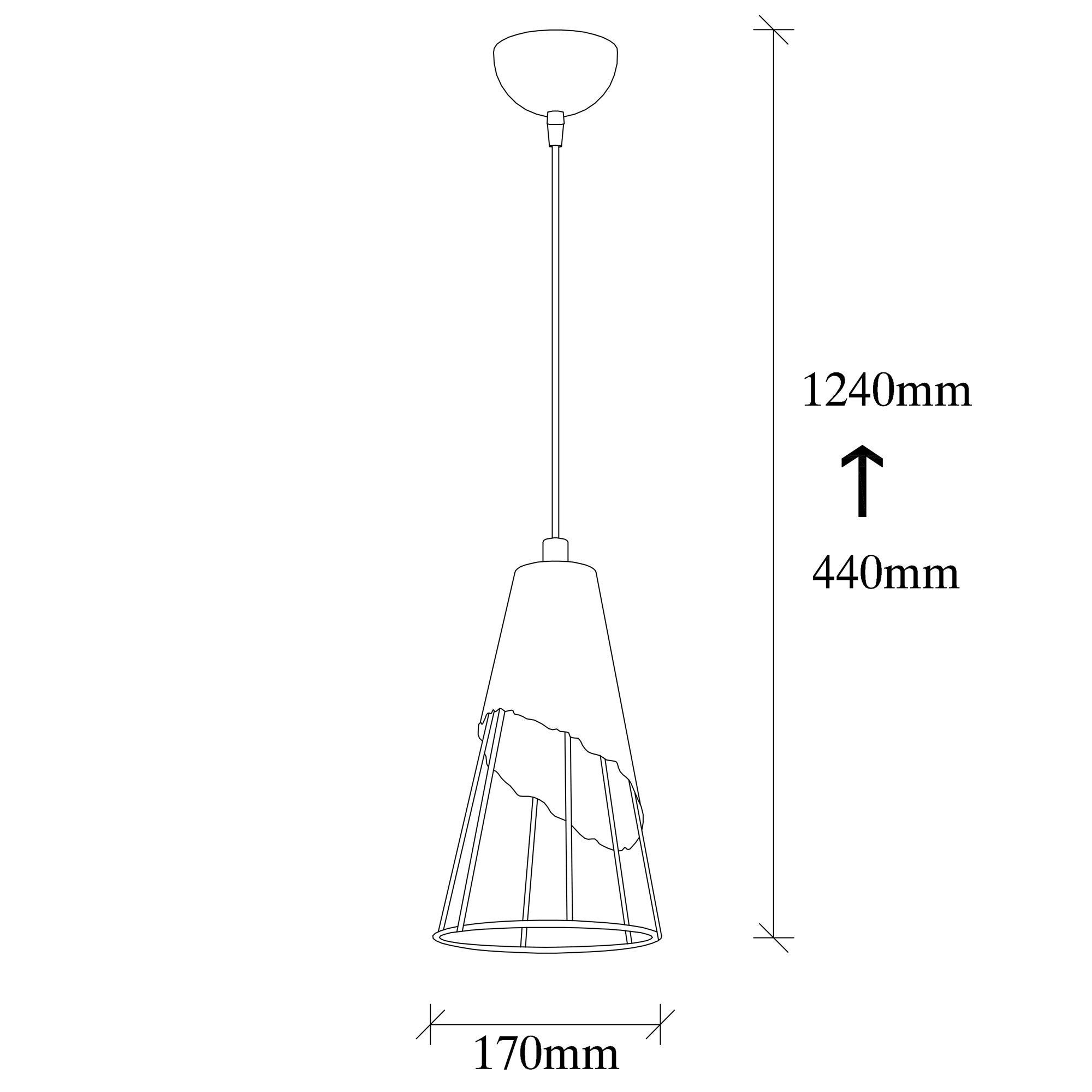 Suspension 1 lampe demi-filaire Bashful Métal Noir et Or