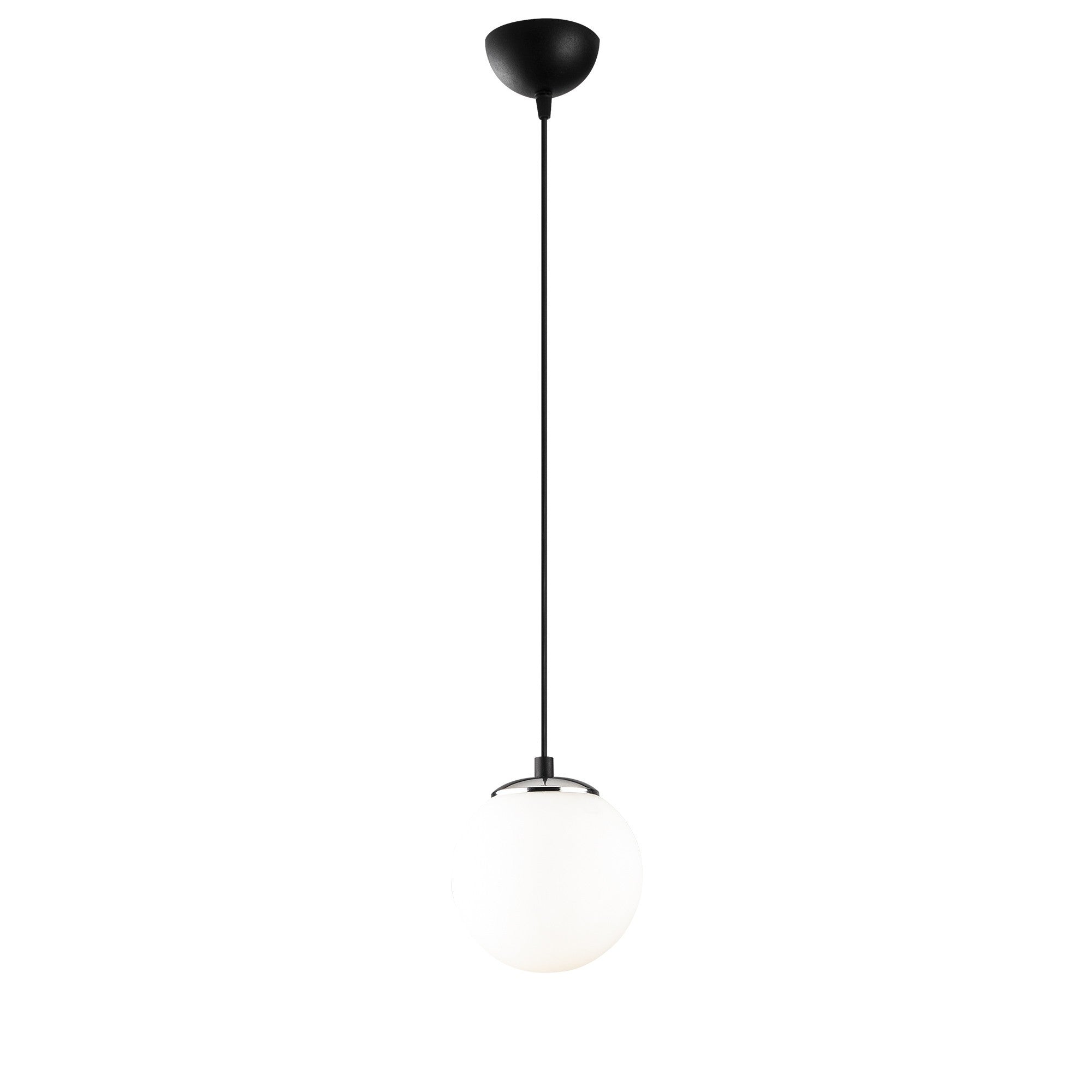 Suspension 1 lampe globe Arinore Verre Blanc et Métal Noir