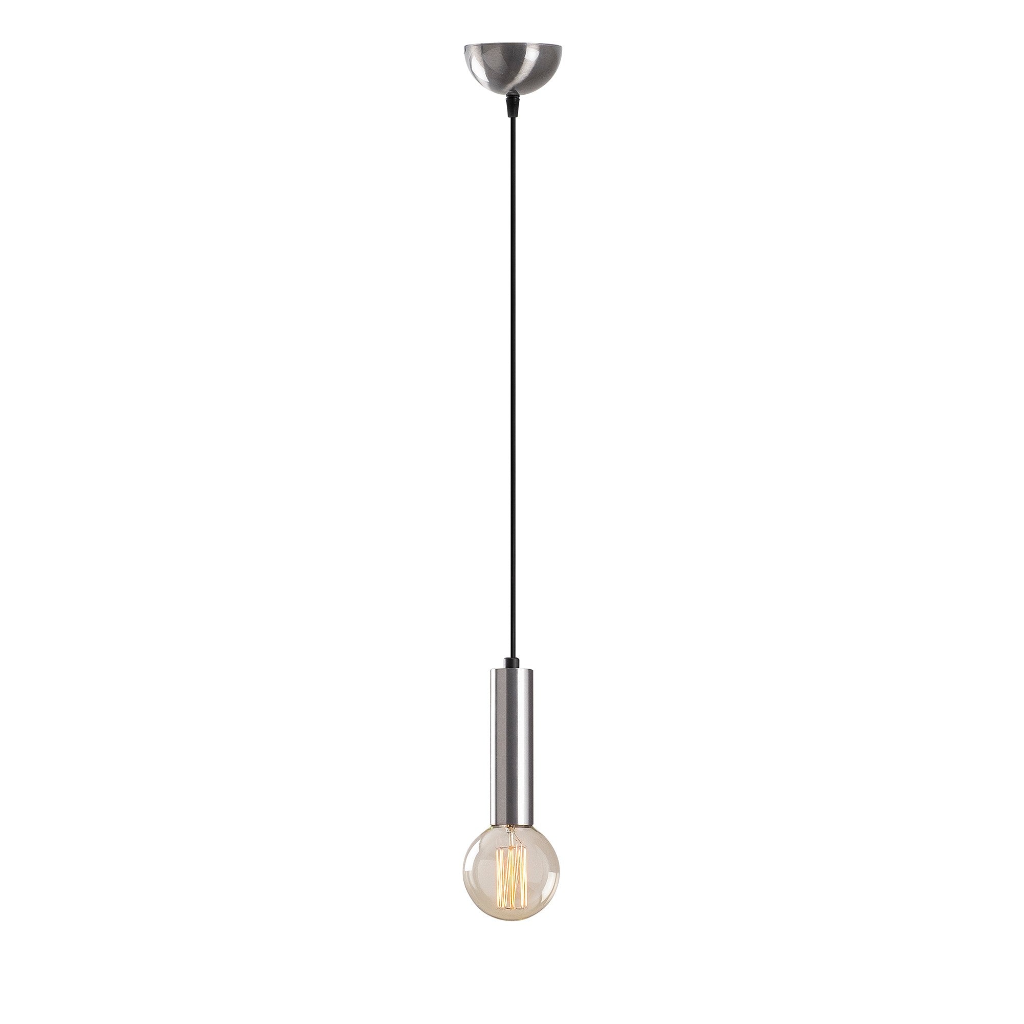 Suspension 1 lampe tube court Jona Métal Argent