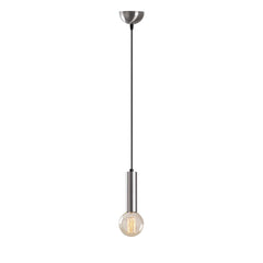 Suspension 1 lampe tube court Jona Métal Argent