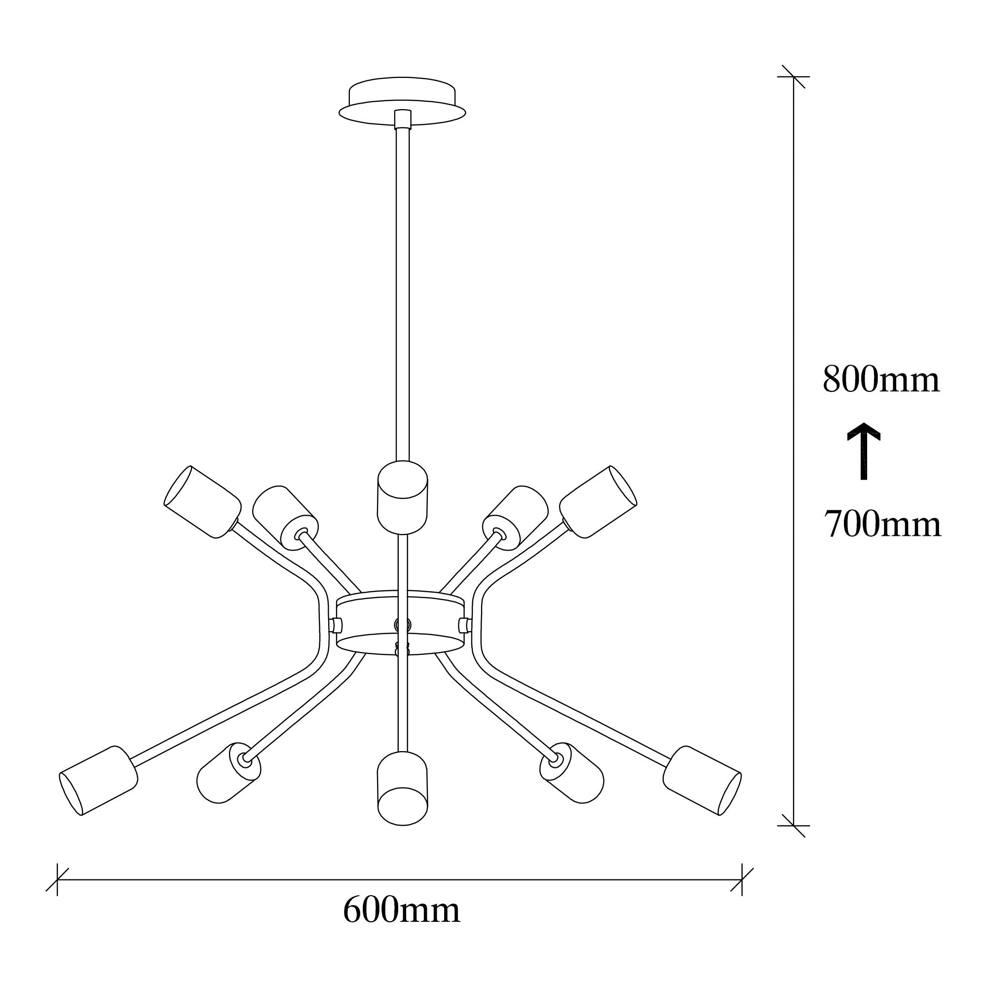 Suspension 10 lampes 5 arcs Sparrow D80cm Métal Noir et Nickel