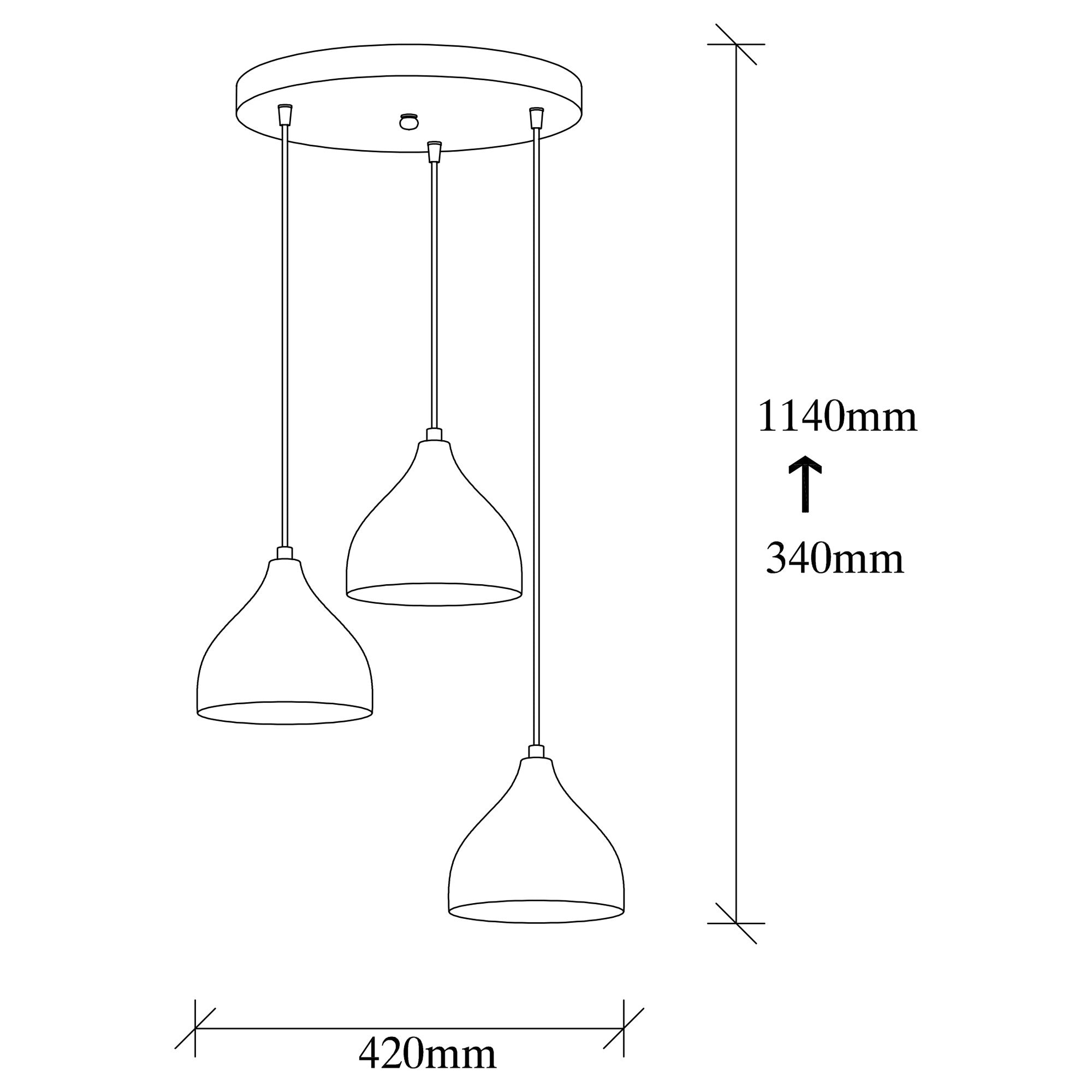 Suspension 3 ampoules échelle Gakula Métal martelé Noir et Argent