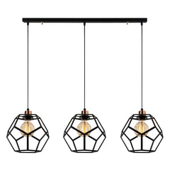 Suspension 3 lampes alignées Kara L96cm Métal Noir