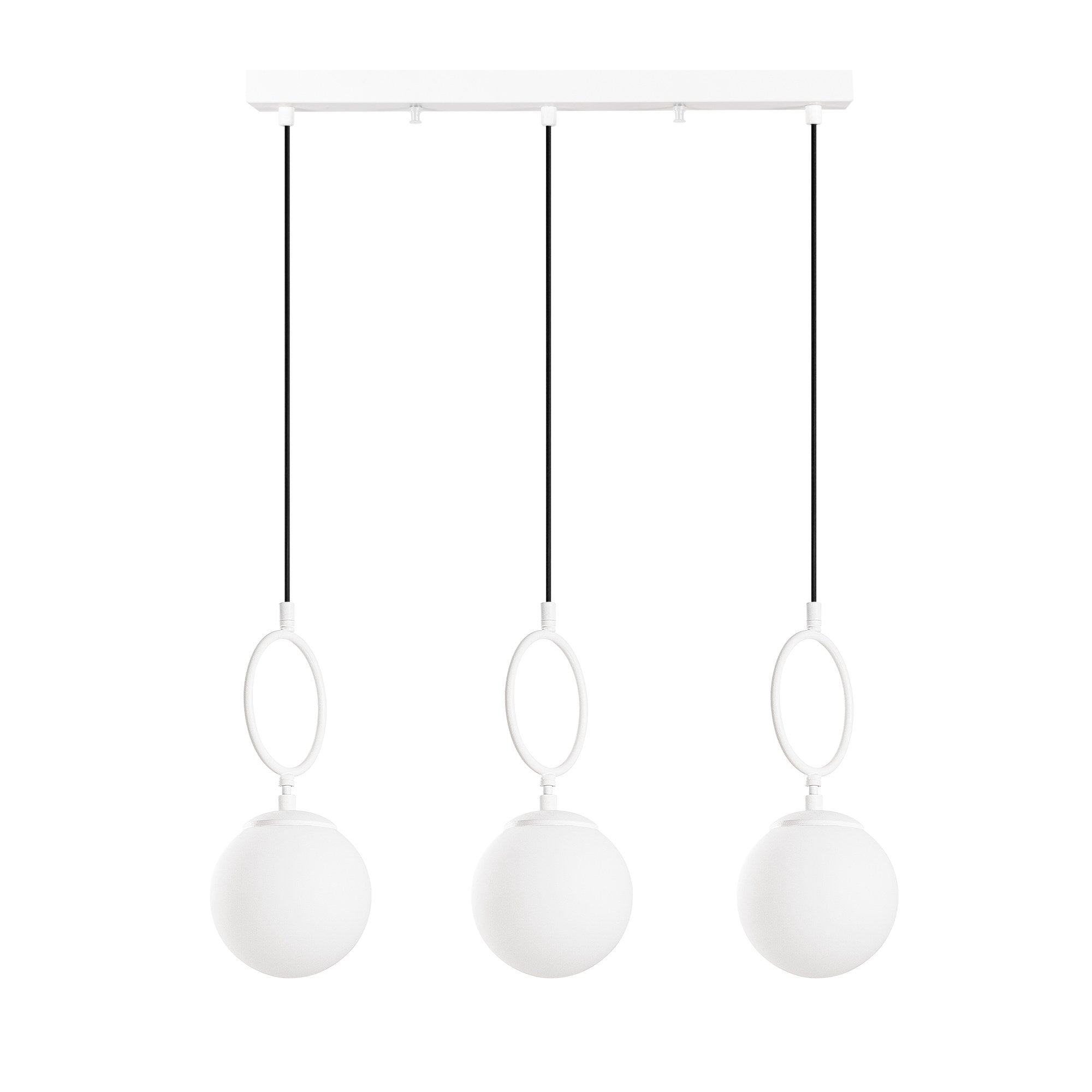 Suspension 3 lampes alignées Klimt L75cm Verre et Métal Blanc