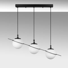 Suspension 3 lampes moderne Soerla L76cm Métal Noir