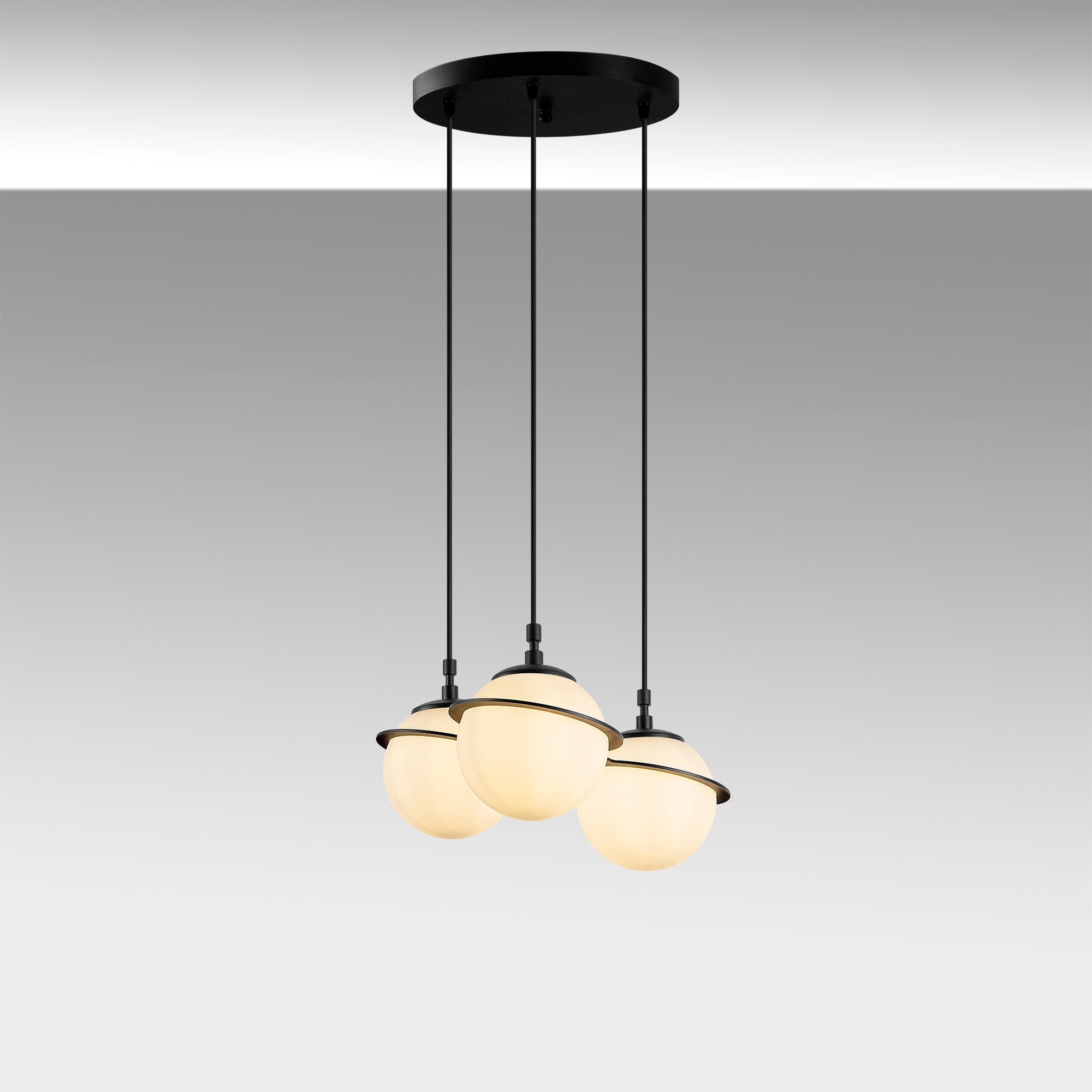 Suspension 3 lampes saccade Soerla D30cm Métal Noir