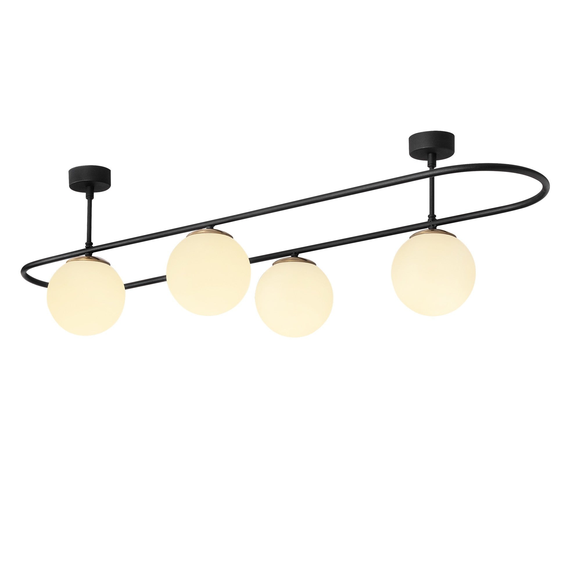 Suspension 4 lampes Auda L124cm Métal Noir