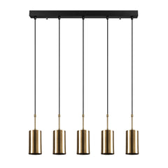 Suspension 5 lampes Matta 78cm Métal Noir et Or