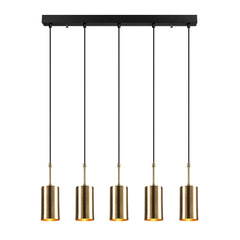 Suspension 5 lampes Matta 78cm Métal Noir et Or