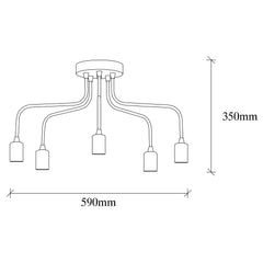 Suspension 5 lampes Sally Métal Noir