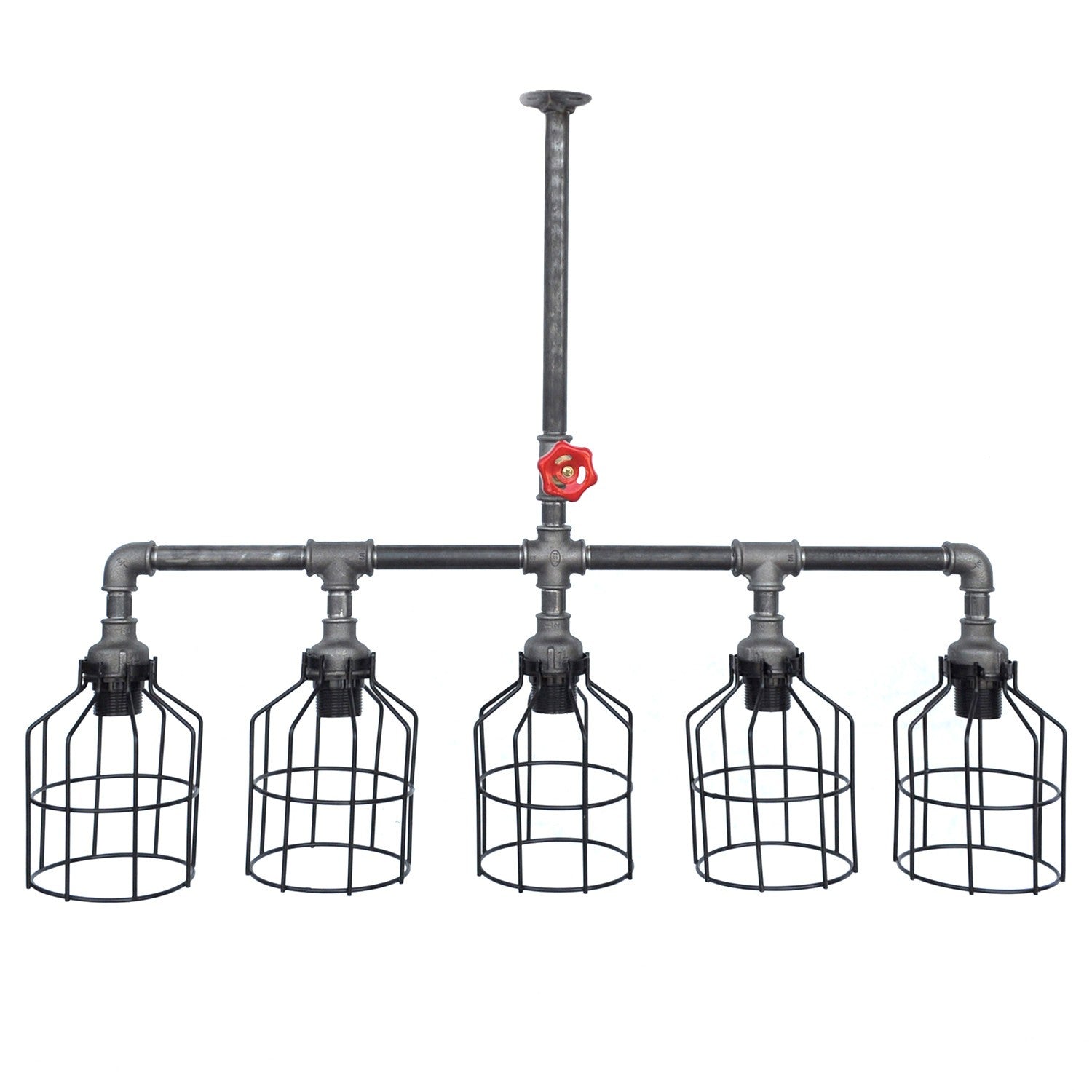 Suspension 5 lampes style industriel Plumbarius L88cm Métal Noir