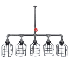 Suspension 5 lampes style industriel Plumbarius L88cm Métal Noir