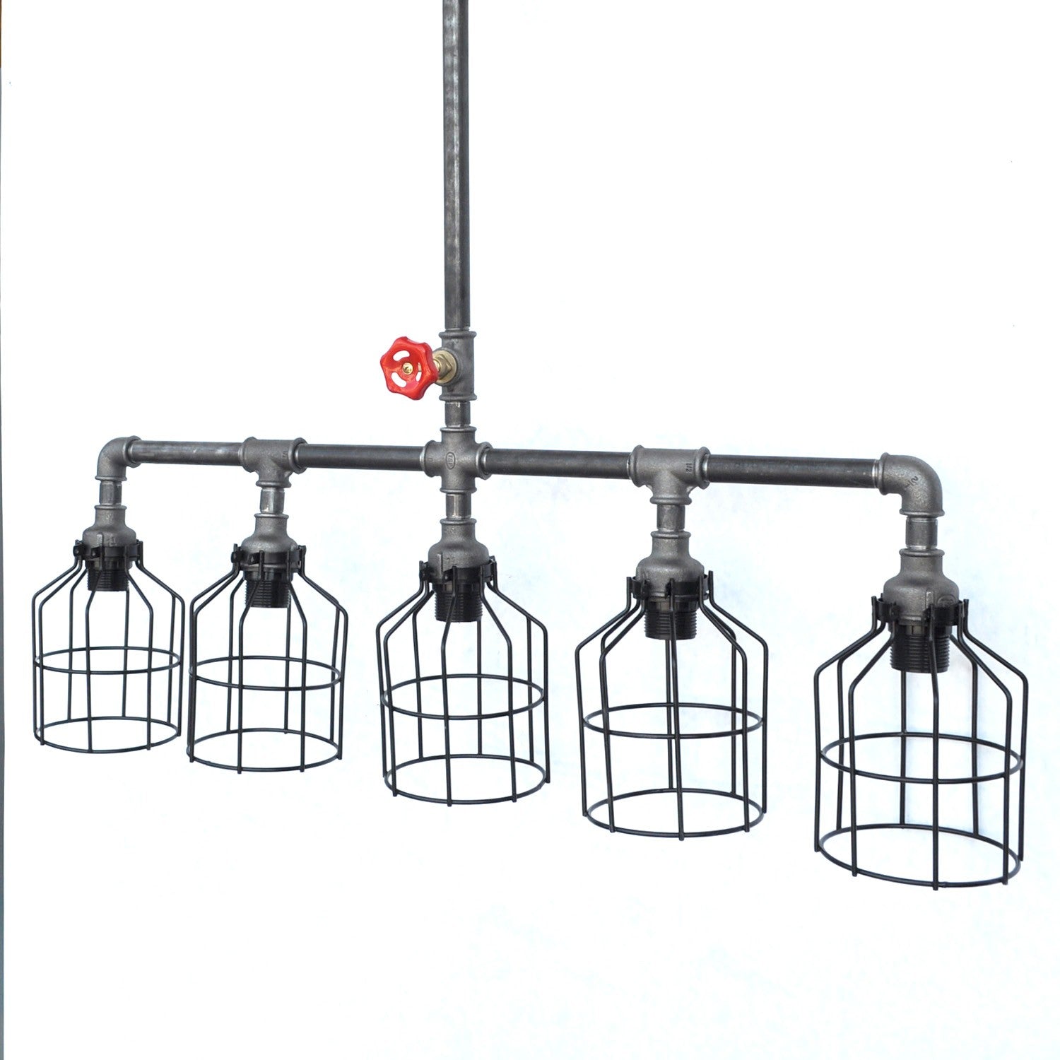 Suspension 5 lampes style industriel Plumbarius L88cm Métal Noir