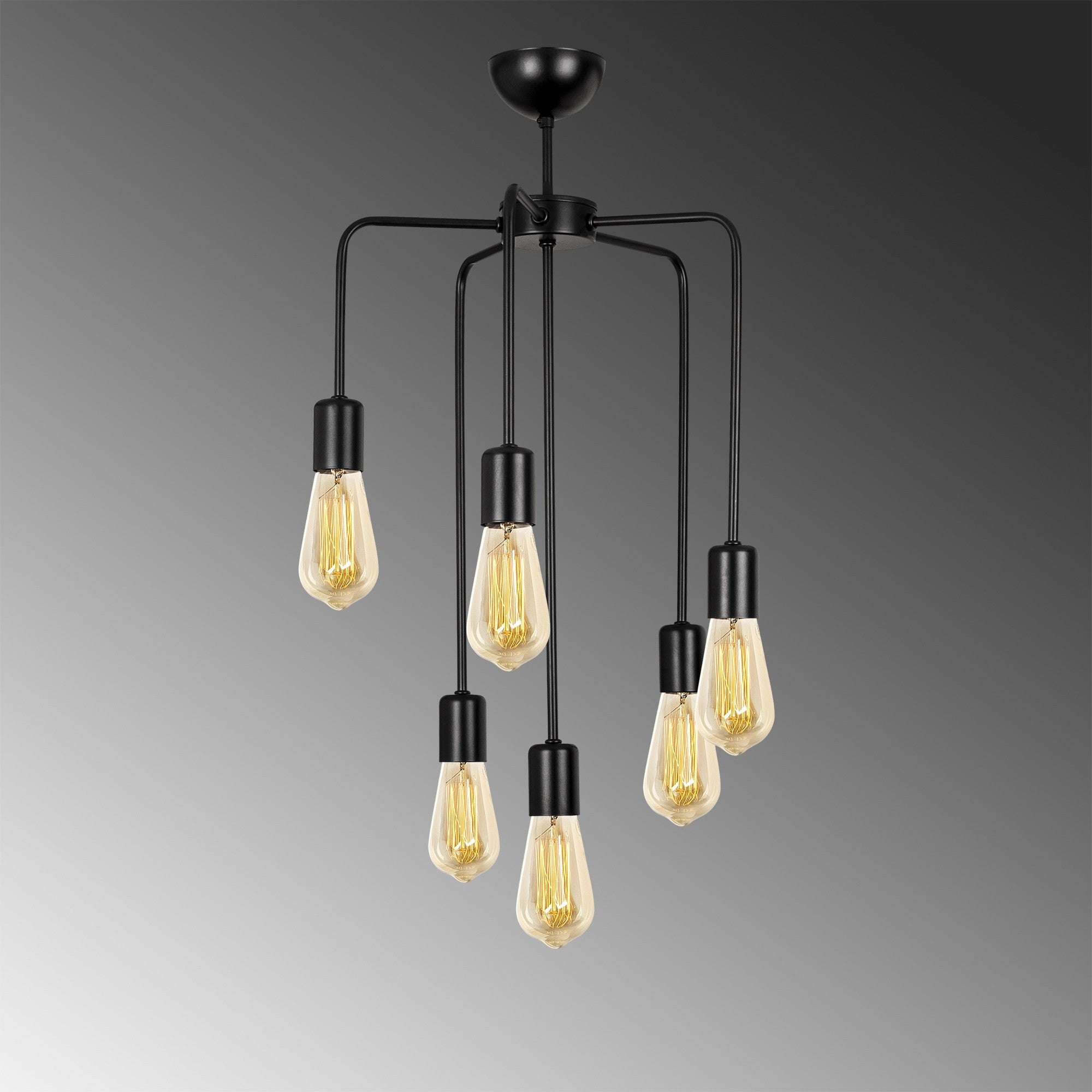 Suspension 6 lampes saccadées Dustin D45cm Métal Noir