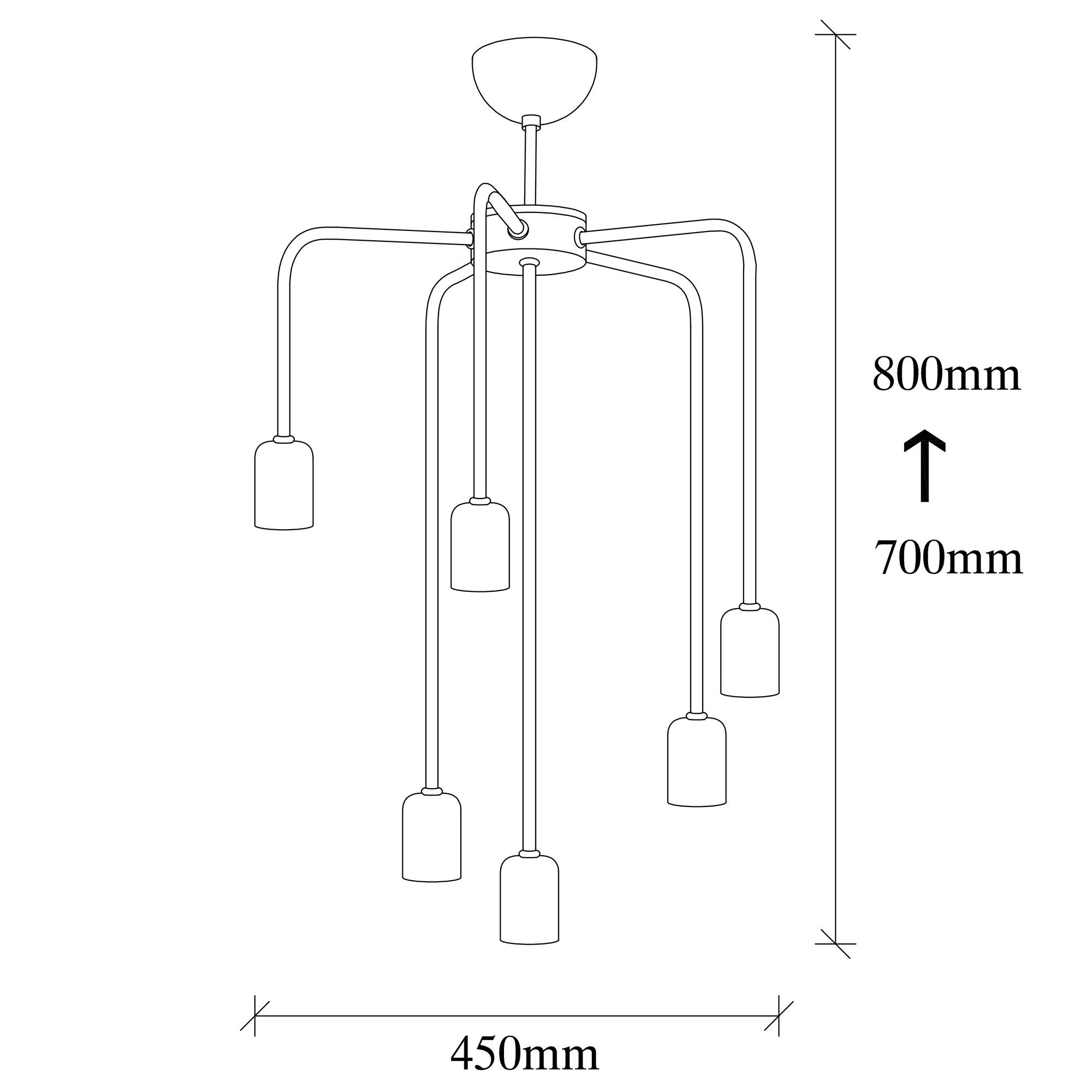 Suspension 6 lampes saccadées Dustin D45cm Métal Noir