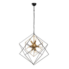 Suspension 9 lampes design cubes Tilly Métal Noir et Or antique