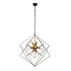 Suspension 9 lampes design cubes Tilly Métal Noir et Or antique