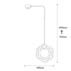 Suspension boule anneaux enchevêtrés Annulis 100cm Métal Noir et Verre Nickel