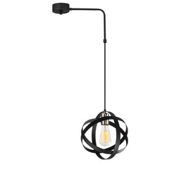 Suspension boule anneaux enchevêtrés Annulis 100cm Métal Noir et Verre Nickel