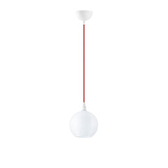 Suspension boule tronquée Macy Verre Blanc et Métal Rouge