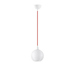 Suspension boule tronquée Macy Verre Blanc et Métal Rouge