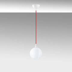 Suspension boule tronquée Macy Verre Blanc et Métal Rouge