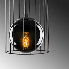 Suspension cages 1 lampe Sampson Verre et Métal Noir