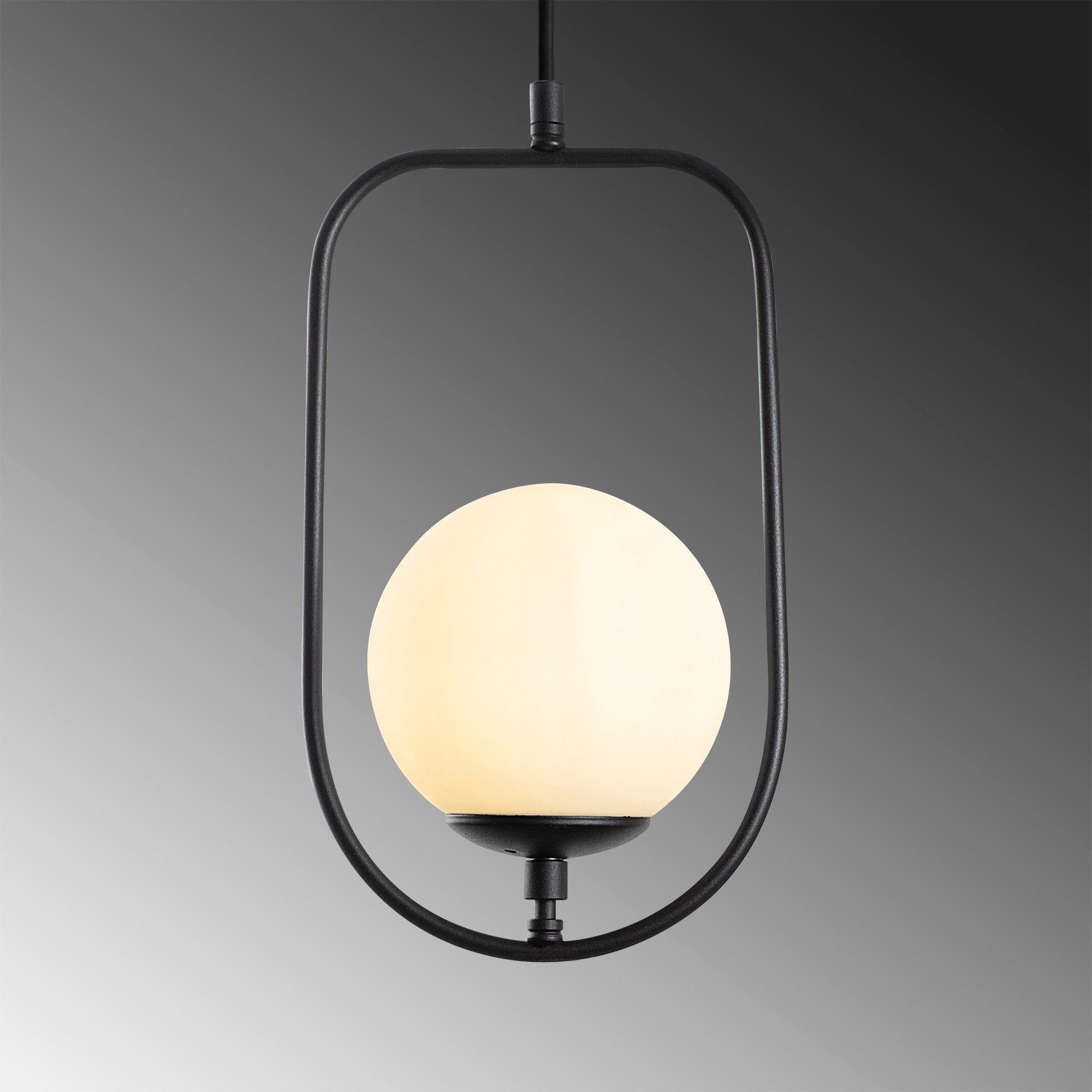 Suspension design 3 lampes alignées Rijin L80cm Métal Noir et Verre Blanc