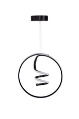 Suspension design cercle spiral Marfa Métal Noir et LED Blanc