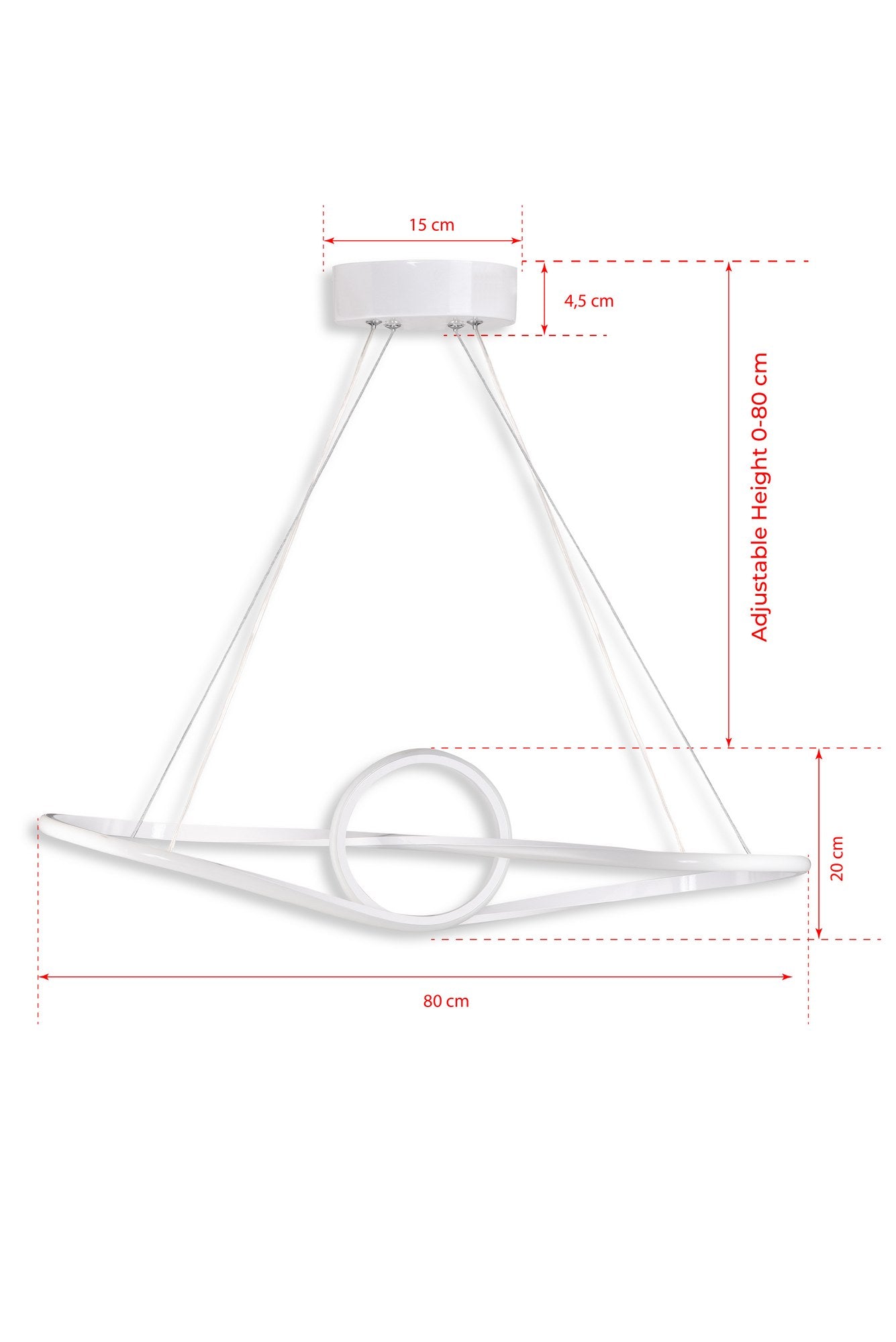 Suspension design Falena L80cm Métal Blanc et LED Blanc