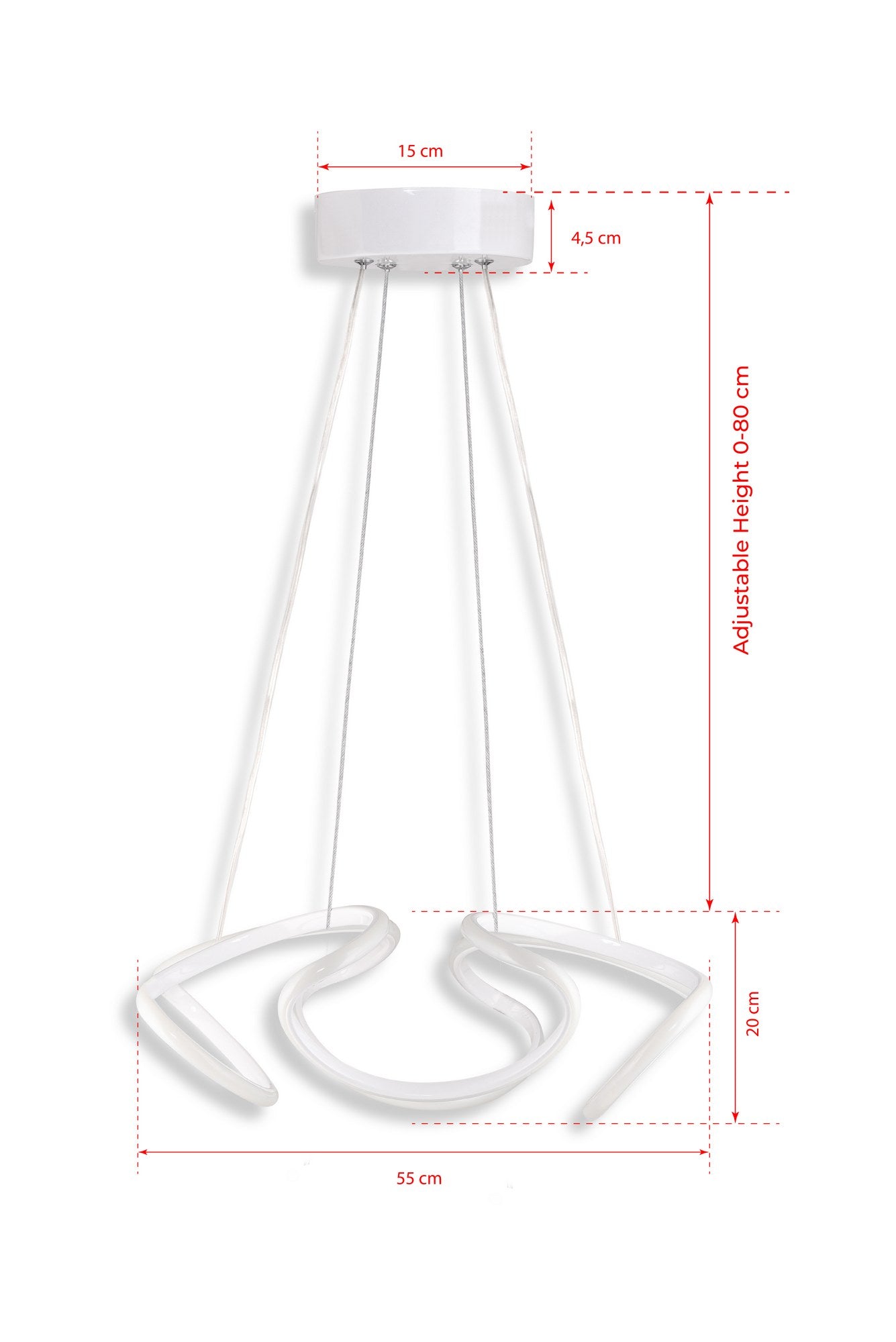 Suspension design Kahlo D55cm Métal Blanc et LED Blanc