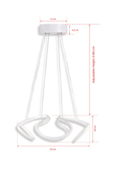 Suspension design Kahlo D55cm Métal Blanc et LED Blanc