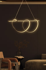 Suspension design ligne et spirale Galena L110cm Métal Noir et LED Jaune