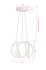 Suspension design ondulaire Hanover Métal Blanc et LED Blanc